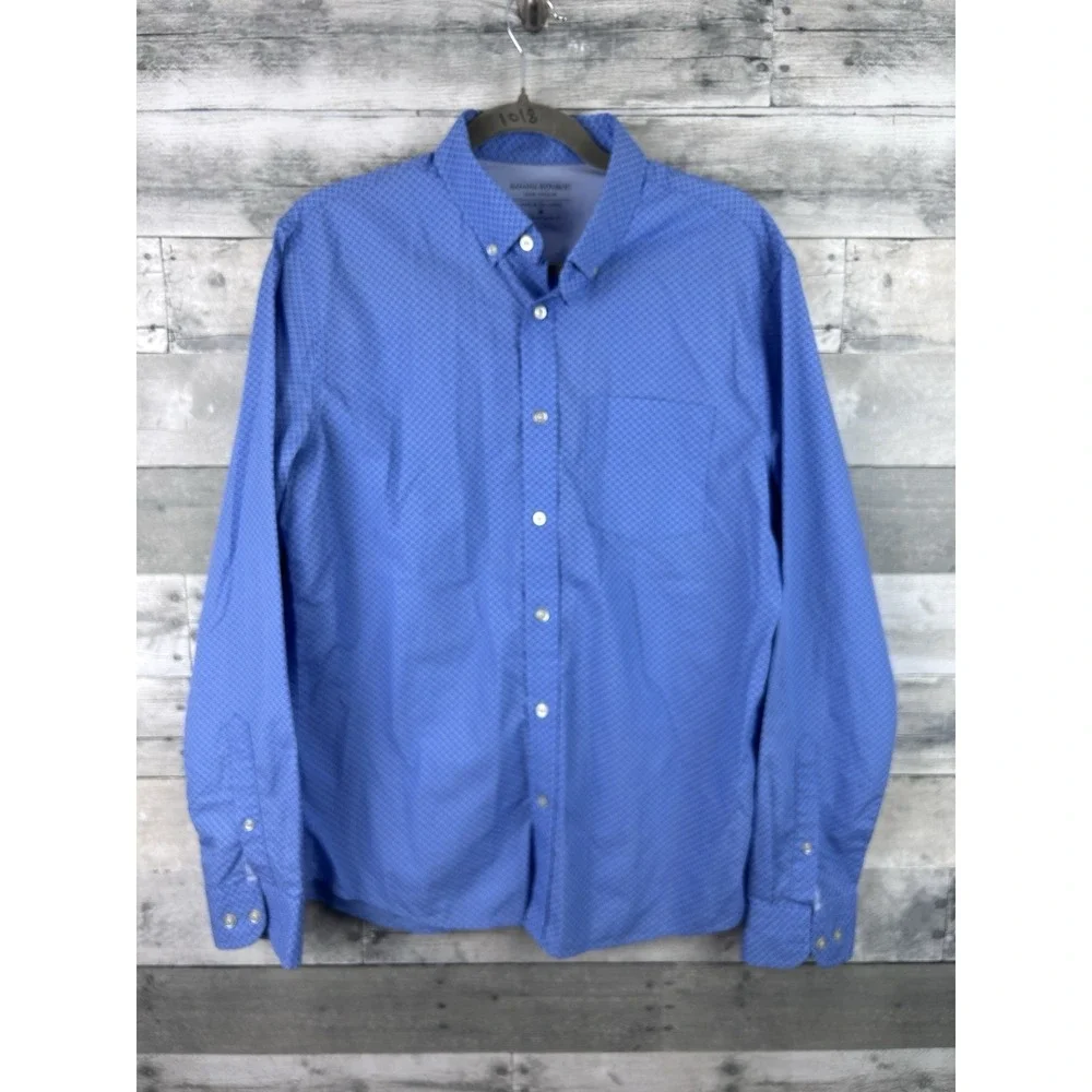Banana Republic Luxe Poplin Untucked Silk Fit Men's Button Up Medium